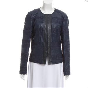 Tory Burch Navy Blue Leather Jacket